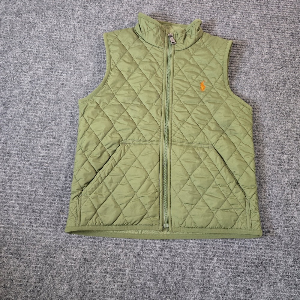 Polo Ralph Lauren Youth Quilted Fleece Lined Vest Size 7 Green